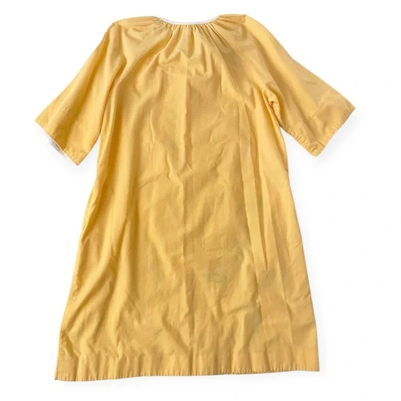 Vintage 1970s Lord & Taylor Yellow Floral Appliqué Housecoat Duster Dress Granny - Picture 6 of 8